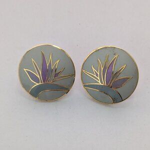 LAUREL BURCH Vintage Floral Lily Round Pierced Earrings